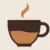 A logo of a coffee cup with steam coming out